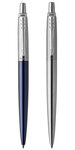 Parker jotter london, blister duo discovery : stylo bille bleu royal (recharge bleue) + stylo bille acier (recharge gel noire 0.7mm)