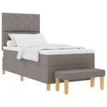 vidaXL Lit Box Spring avec Matelas & Banc Taupe 100x200 cm Tissu