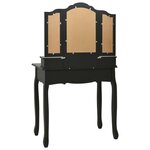 vidaXL Ensemble de coiffeuse avec tabouret Noir 80x69x141 cm Paulownia