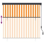 vidaXL Store Roulant Extérieur Rayé Orange et blanc 180 x 250 cm tissu