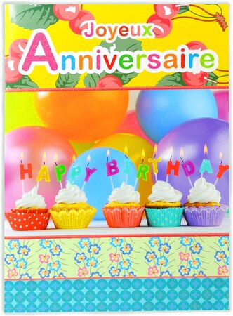 Maxi grande carte géante joyeux anniversaire cupcakes 13 bougies avec enveloppe