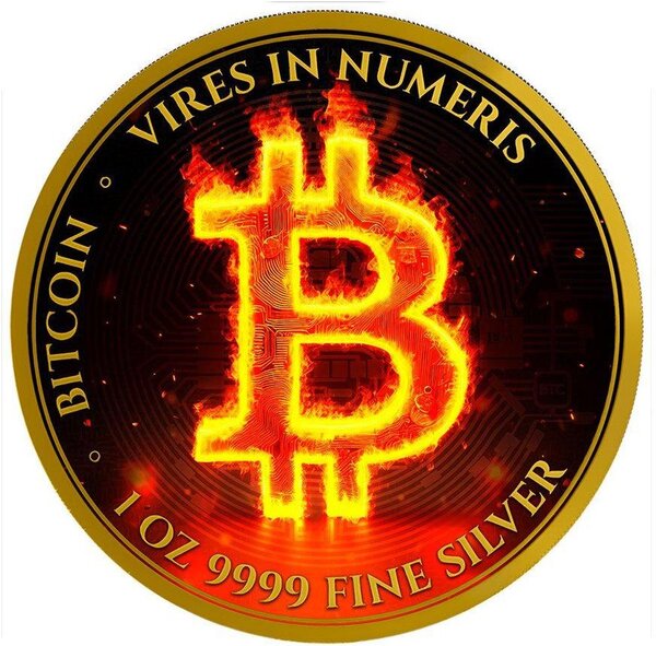 Pièce de monnaie en Argent 2 Dollars g 31.1 (1 oz) Millésime 2024 BURNING BITCOIN