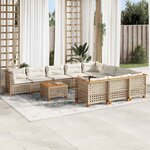 vidaXL Salon de jardin 11 Pièces avec coussins beige résine tressée