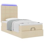 vidaXL Lit ottoman avec matelas et LED crème 90x200 cm tissu