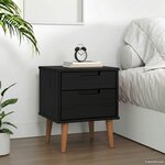 vidaXL Cabinet de chevet avec tiroir Noir 40 x 35 x 48 cm Pin massif