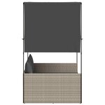 vidaXL Chaise longue double avec toit et rideaux gris clair poly rotin