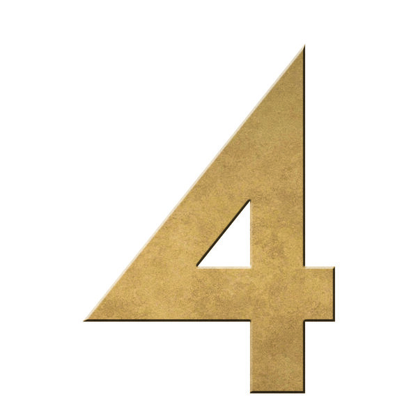 Numéro 4-Numéro adhésif pour boîtes aux lettres - Vinyle épais texturé, hauteur 50 mm - Or Vieilli