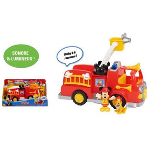 Mickey  camion de pompier   avec fonctions sonores et lumineuses  2 figurines incluses  jouet pour enfants des 3 ans  mcc00