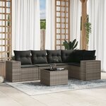 vidaXL Salon de jardin 6 Pièces avec coussins gris résine tressée