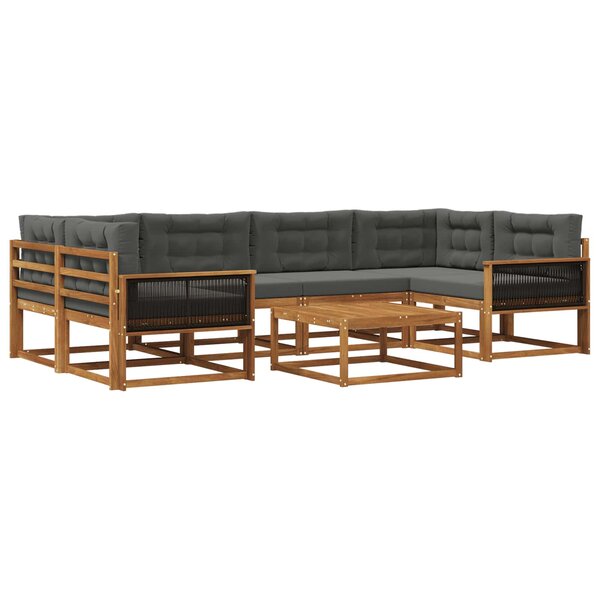 vidaXL Ensemble de canapés d'extérieur 7 Pièces Naturel et Anthracite