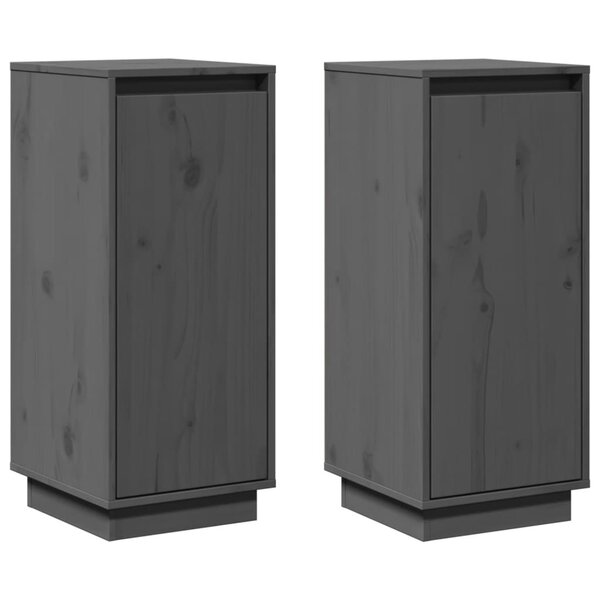 vidaXL Buffets 2 Pièces Gris 31 5x34x75 cm Bois massif de pin