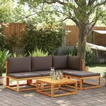 vidaXL Canapé de jardin sans accoudoirs avec coussins en bois d'acacia et rotin