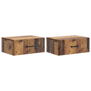 vidaXL Cabinet de chevet mural 2 Pièces Bois ancien 49 x 34 5 x 20 cm