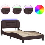 vidaXL Cadre de lit avec LED sans matelas marron foncé 100x200cm tissu