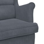 vidaXL Fauteuil à bascule à oreilles en velours gris foncé bois massif