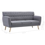 vidaXL Canapé à 3 places revêtement en tissu 172x70x82 cm gris clair