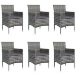 vidaXL Mobilier de salle à manger de jardin coussins 7Pièces Gris et noir