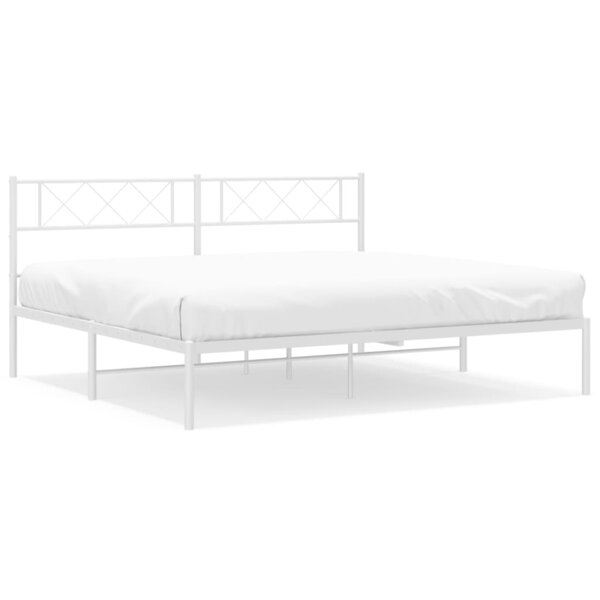 vidaXL Cadre de lit métal sans matelas et tête de lit blanc 200x200 cm