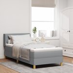 vidaXL Lit à ressorts gris clair avec matelas  100 x 200 cm  en tissu