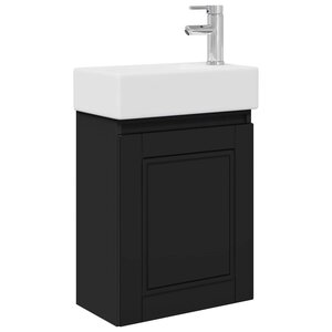 vidaXL Meuble de salle de bain avec robinet Noir 45 5 x 22 5 x 84 cm