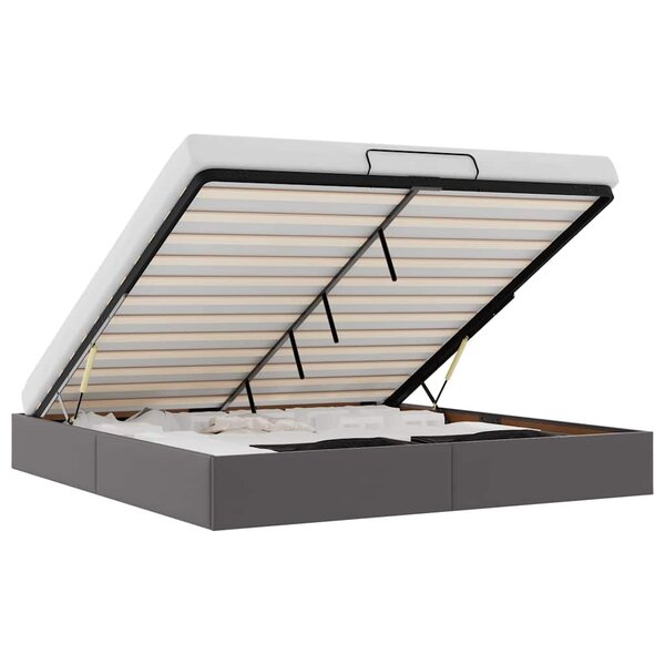 vidaXL Cadre de lit ottoman sans matelas gris 200x200 cm similicuir