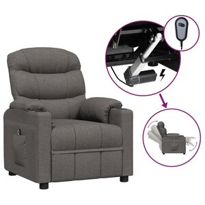 vidaXL Fauteuil inclinable électrique Gris foncé Tissu