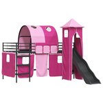 vidaXL Lit mezzanine pour enfants Noir et rose 79 5 x 200 cm Métал