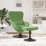 vidaXL Chaise Œuf avec Pouf Vert clair 63 x 73 x 90 cm Velours
