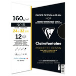 CLAIREFONTAINE - Pochette dessin - 12 feuilles - 24 x 32 cm - 160 g - Noir