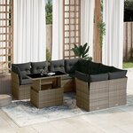 vidaXL Salon de jardin 9 Pièces avec coussins gris résine tressée