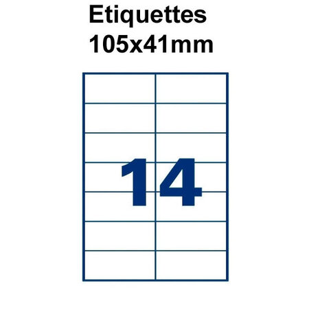 Étiquettes adhésives  105x41mm  (140 étiquettes) - blanc - 10 feuilles -t3azur