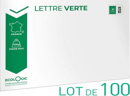 Prêt-à-Poster - Lettre Verte - 100g - Format C5 - Enveloppe en lot de 100