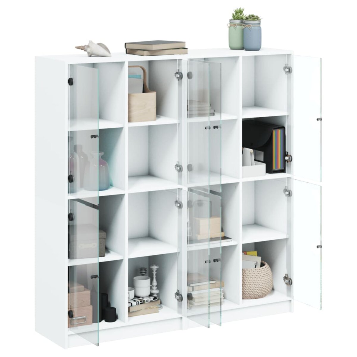 Bibliothèque / Étagère En Bois D'Ingénierie Blanc - Dimensions 60x20x120 Cm - 8 Compartiments - Charge 80 Kg - 9