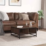 vidaXL Table basse chêne marron 60 5x60 5x30cm bois d'ingénierie/métal