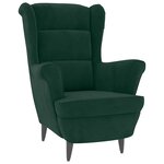 vidaXL Fauteuil à oreilles avec tabouret vert foncé velours
