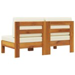 vidaXL Canapés centraux 2 Pièces avec coussins blanc crème Acacia solide