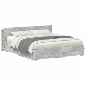 vidaXL Cadre de lit avec rangement Gris béton 200 x 200 cm