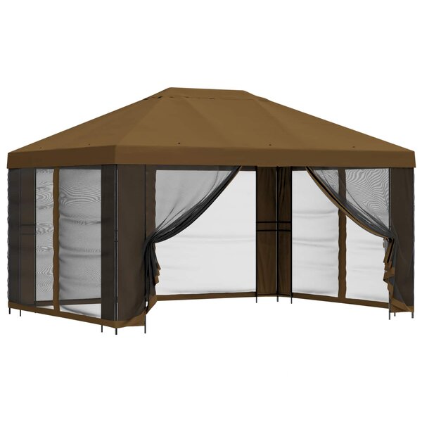 vidaXL Abri de jardin avec parois 4 × 3 m Taupe Polyester et Acier