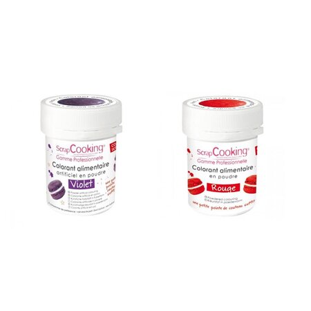 2 colorants alimentaires en poudre - rouge-violet