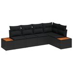 vidaXL Ensemble de canapé de jardin 5 Pièces Noir 264 x 154 x 85 cm
