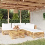 vidaXL Salon de jardin 6 Pièces avec coussins Bois de teck solide