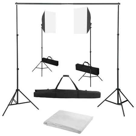 vidaXL Kit de studio photo avec boîtes à lumière et toile de fond