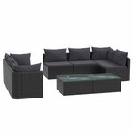 vidaXL Salon de jardin 9 Pièces avec coussins Résine tressée Noir