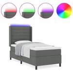 Lit Box Spring vidaXL avec Matelas et LED - Gris Foncé  100x200 cm  Tissu