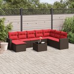vidaXL Salon de jardin avec coussins 9 Pièces marron résine tressée