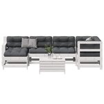 vidaXL Salon de jardin 7 Pièces avec coussins blanc bois de pin massif
