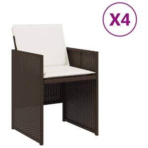 vidaXL Chaises de jardin avec coussins lot de 4 marron résine tressée