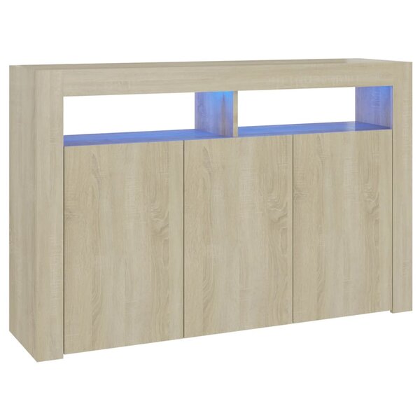 vidaXL Buffet avec lumières LED chêne sonoma 115 5x30x75 cm