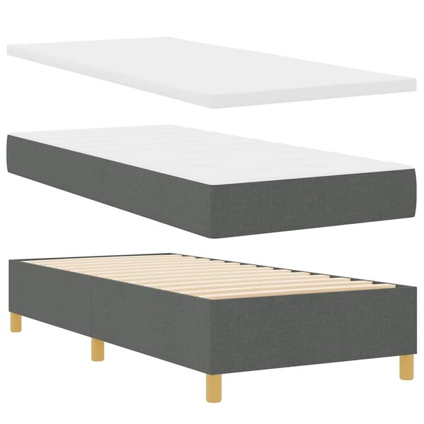 vidaXL Lit à ressorts avec matelas Gris foncé 90 x 200 cm tissu