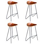 vidaXL Chaises de bar lot de 4 marron cuir véritable